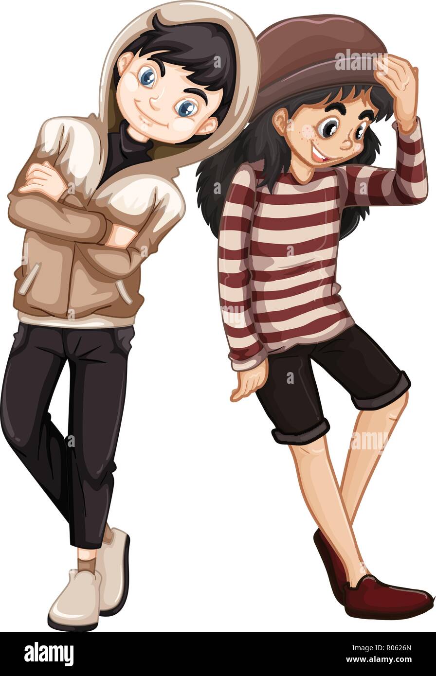 Set of hipster boy and girl illustration Stock Vector Image & Art - Alamy