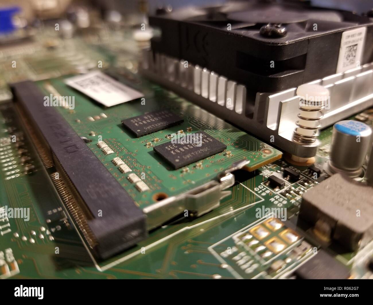 Ram on Dell Inspiron 3646 on the mother board circuit board Stock Photo