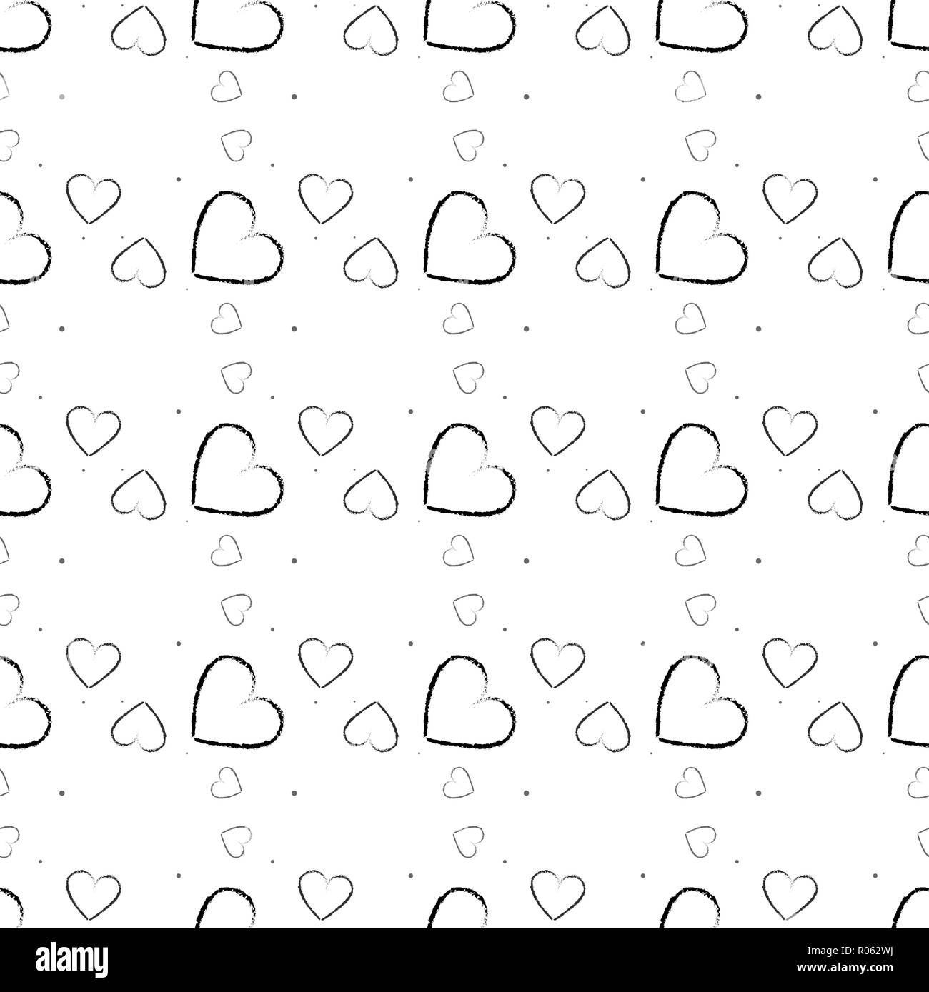 Seamless Pattern With Black Hearts Isolated On White Background