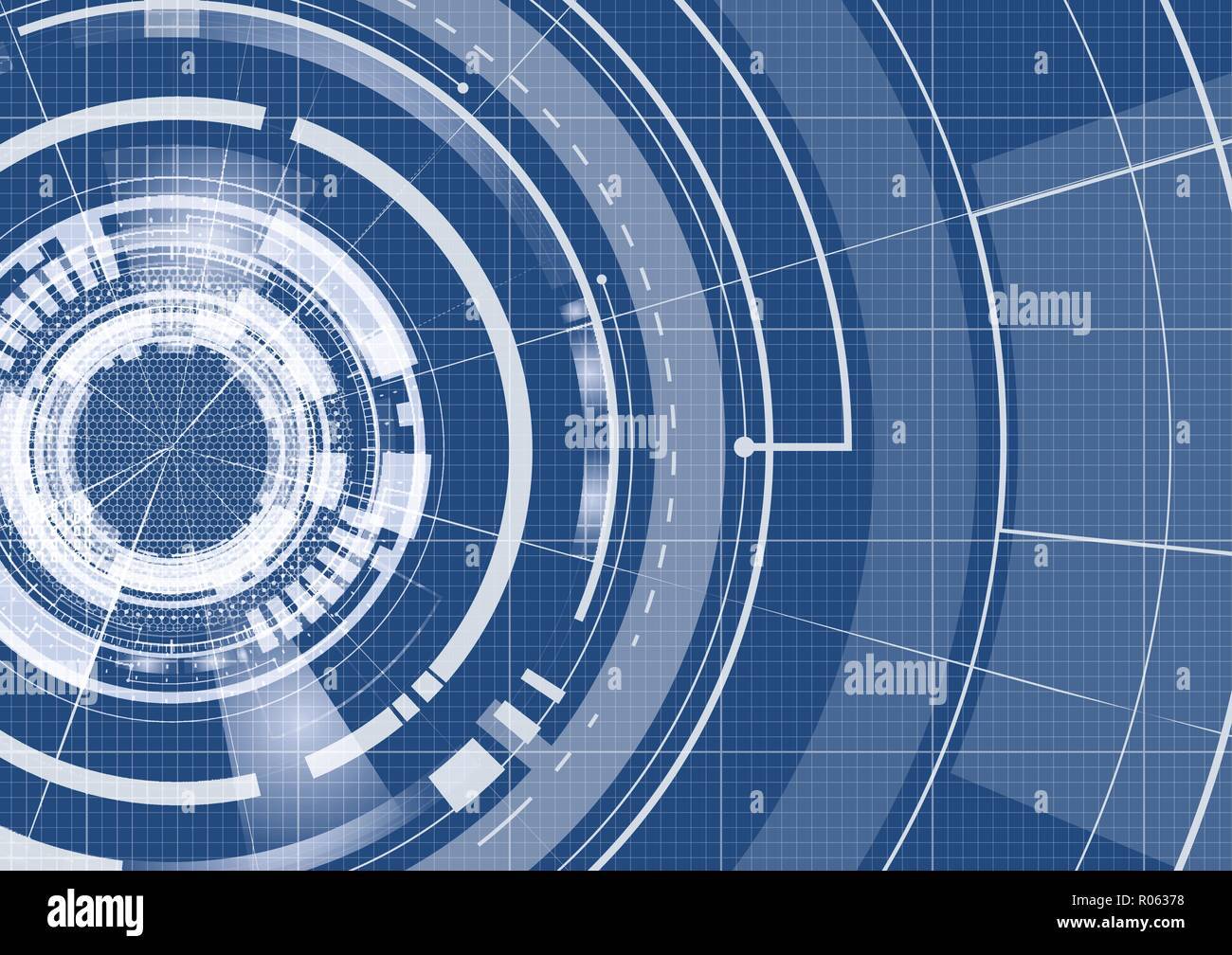 Technological blueprint technical  full hud background vector design Stock Vector