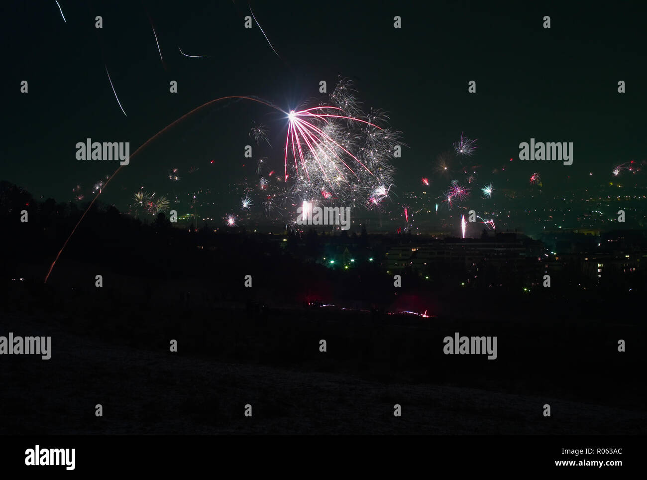 New Year's Eve Fireworks over Vienna, Austria Stock Photo Alamy