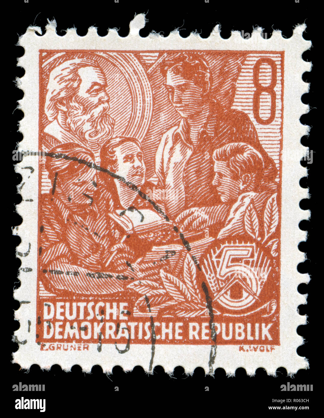 N°8 Deutsche Demokratische Republik under construction Germany DDR 1954 CHROMO