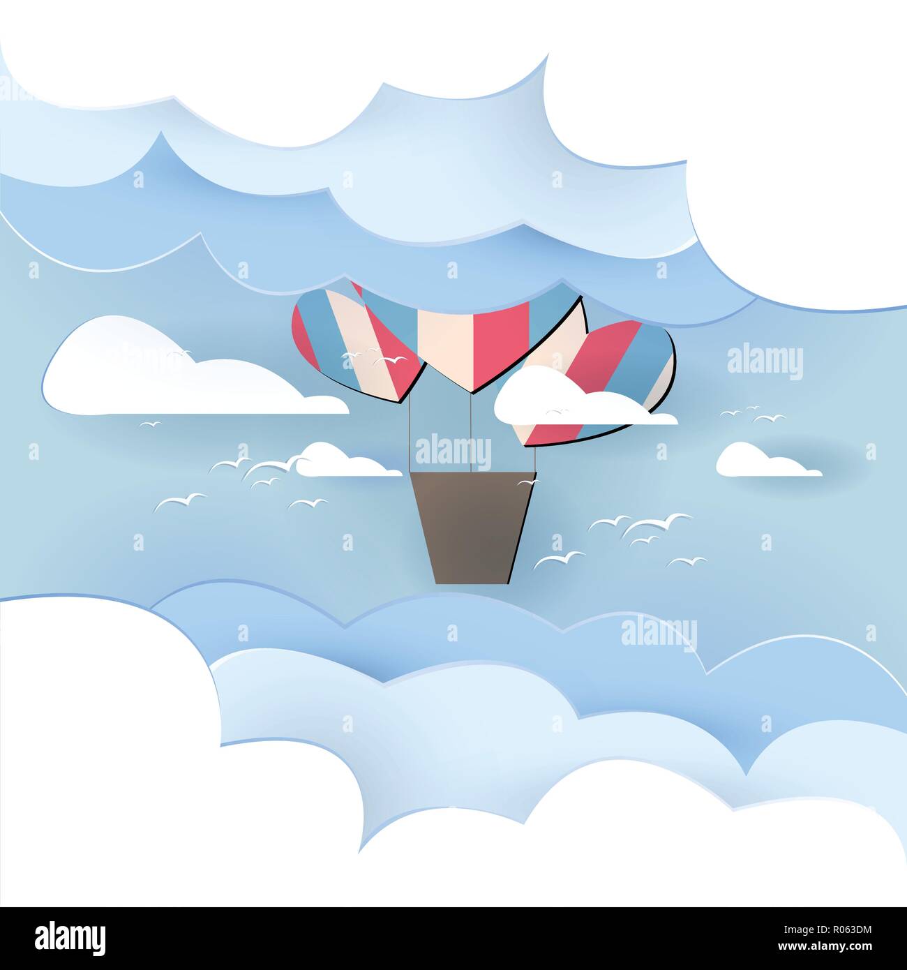 Paper art balloon in the sky vector background design Stock Vector