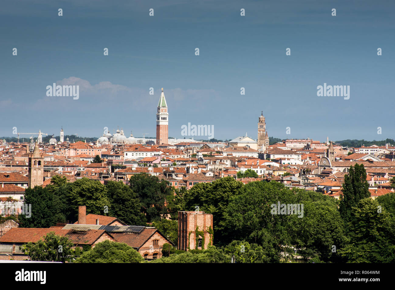 view of the city of Venice at sunset from the cruise ship Stock Photo ...