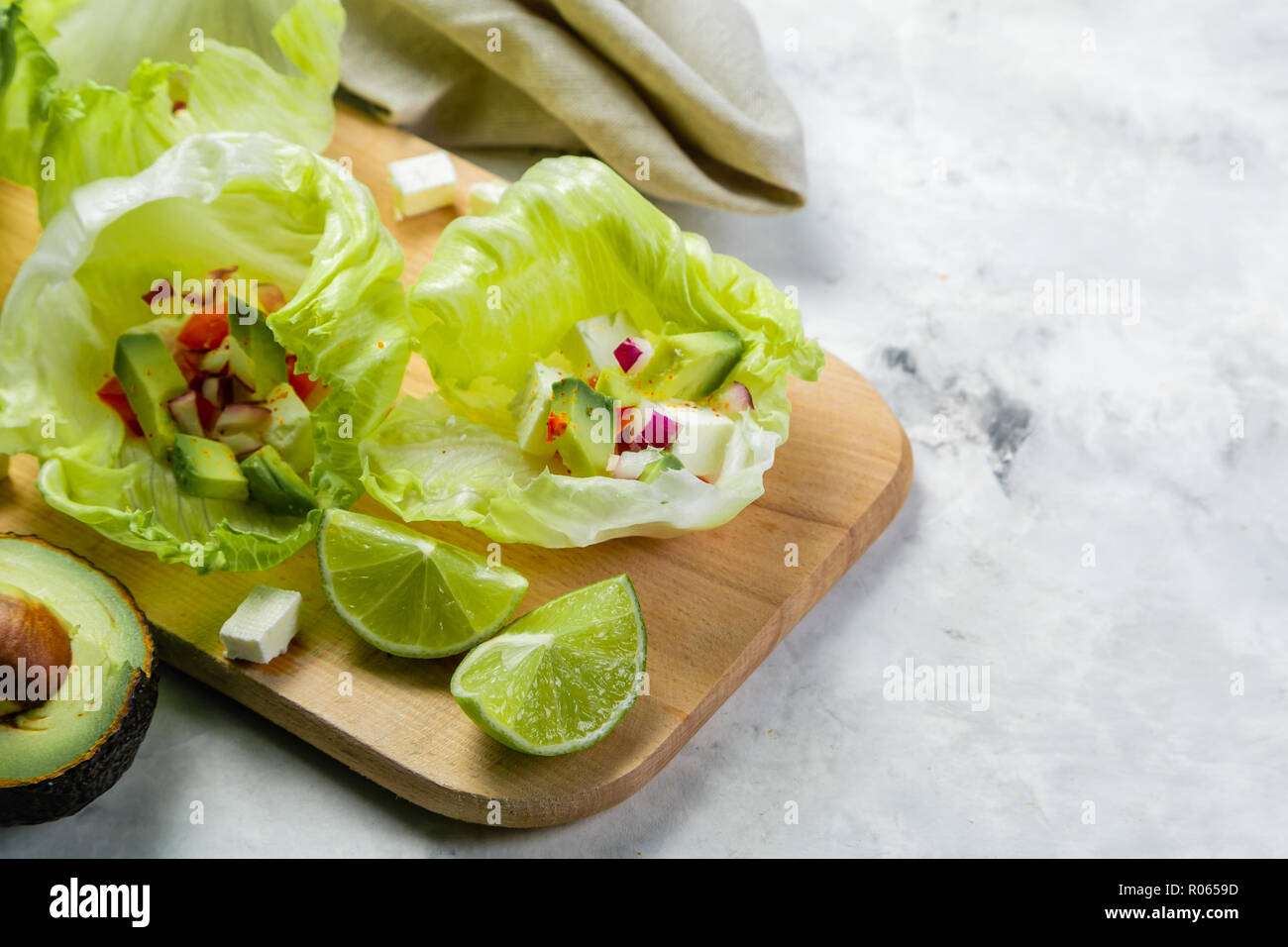 Low carb taco alternative shellless taco, copy space Stock Photo Alamy