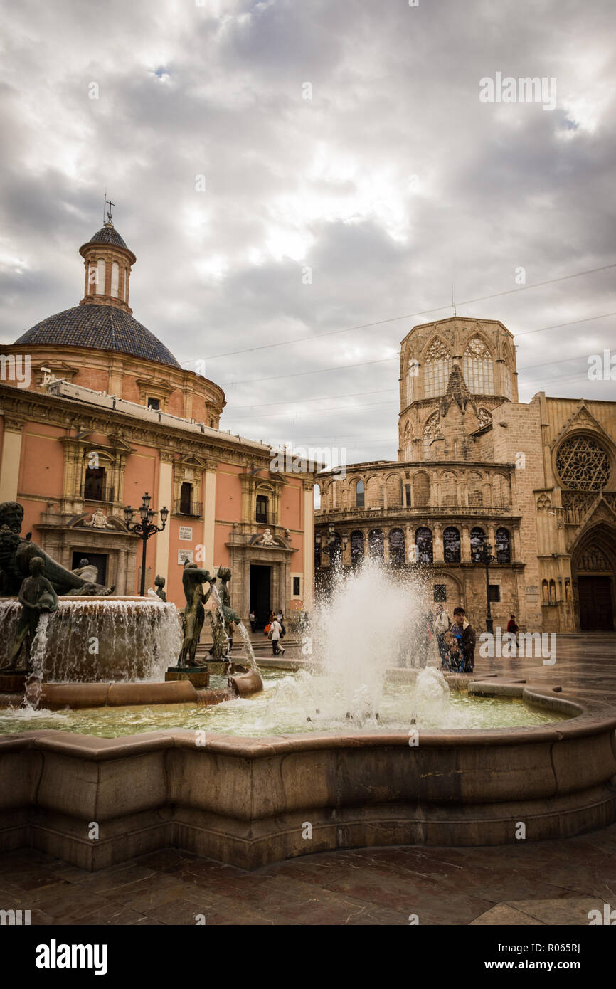 visiting Valencia among monuments and ancient buildings Stock Photo