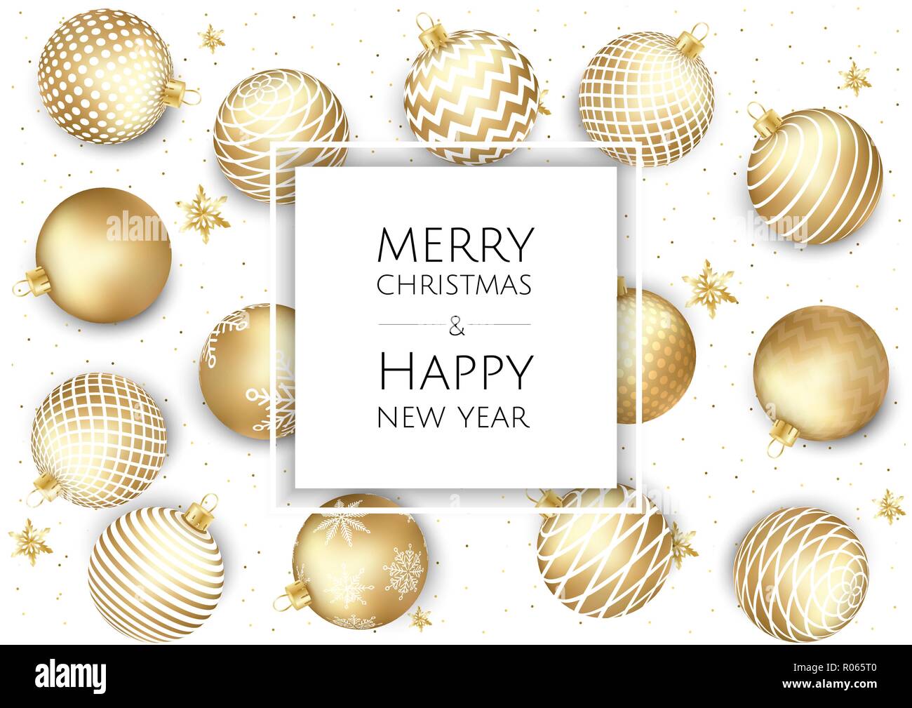 Christmas and New Year background with Gold balls. Xmas card. Vector ...