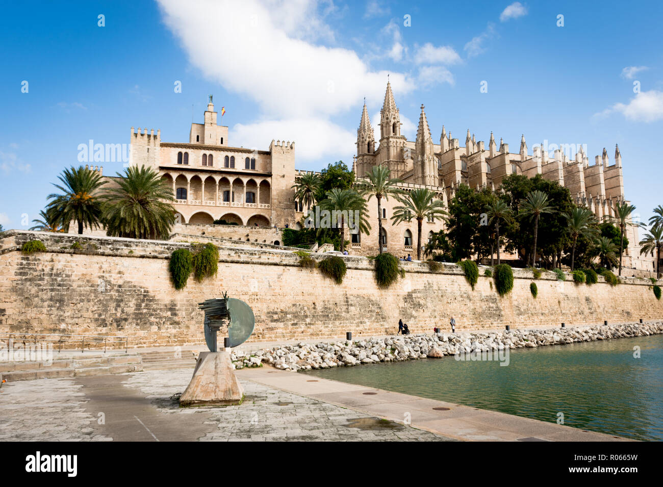 View of the Cathedral in Palma de Majorca city,particular and landscape Stock Photo
