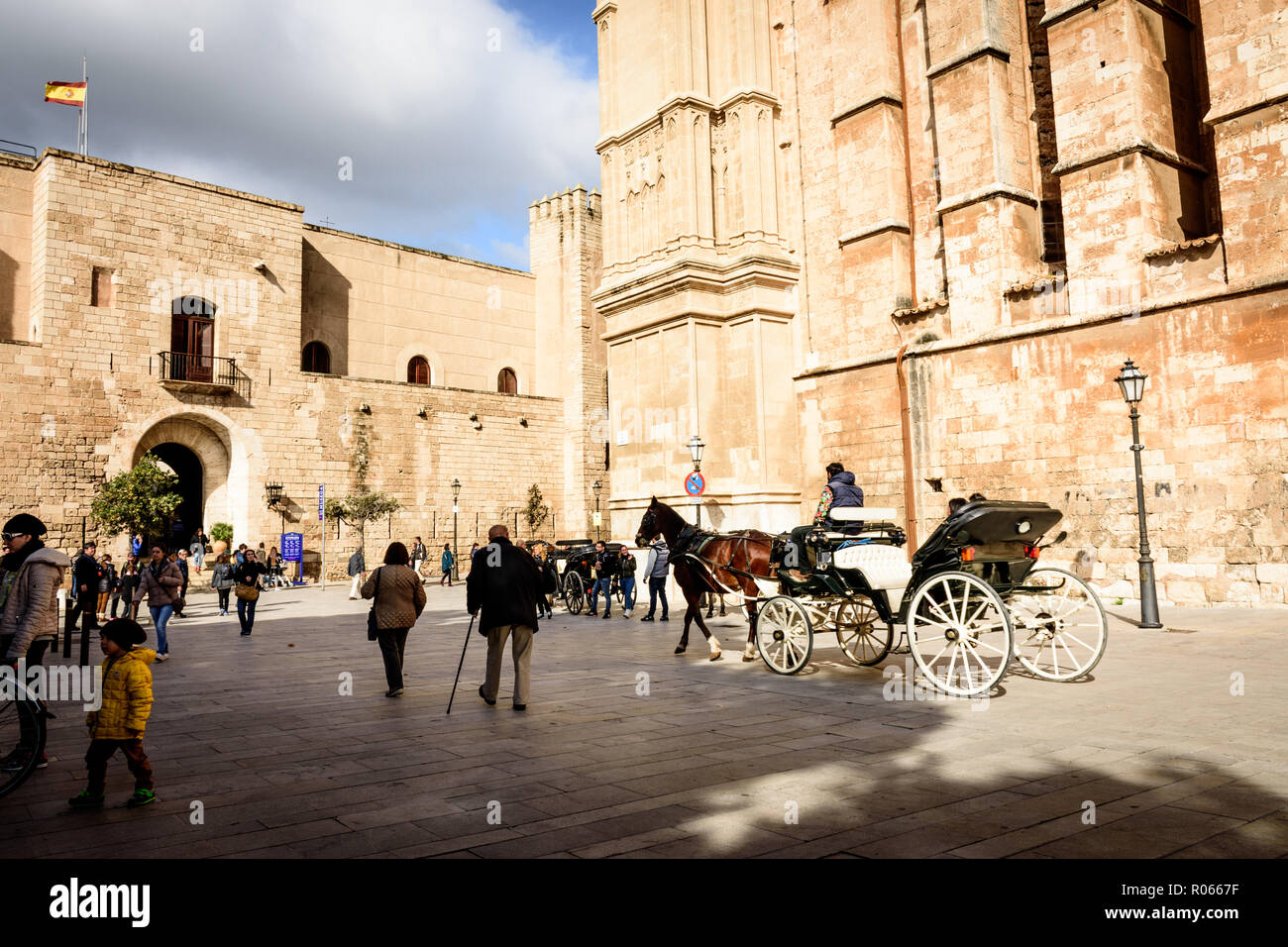 Tourist in Palma de Majorca visit the cathedral La Sue Stock Photo