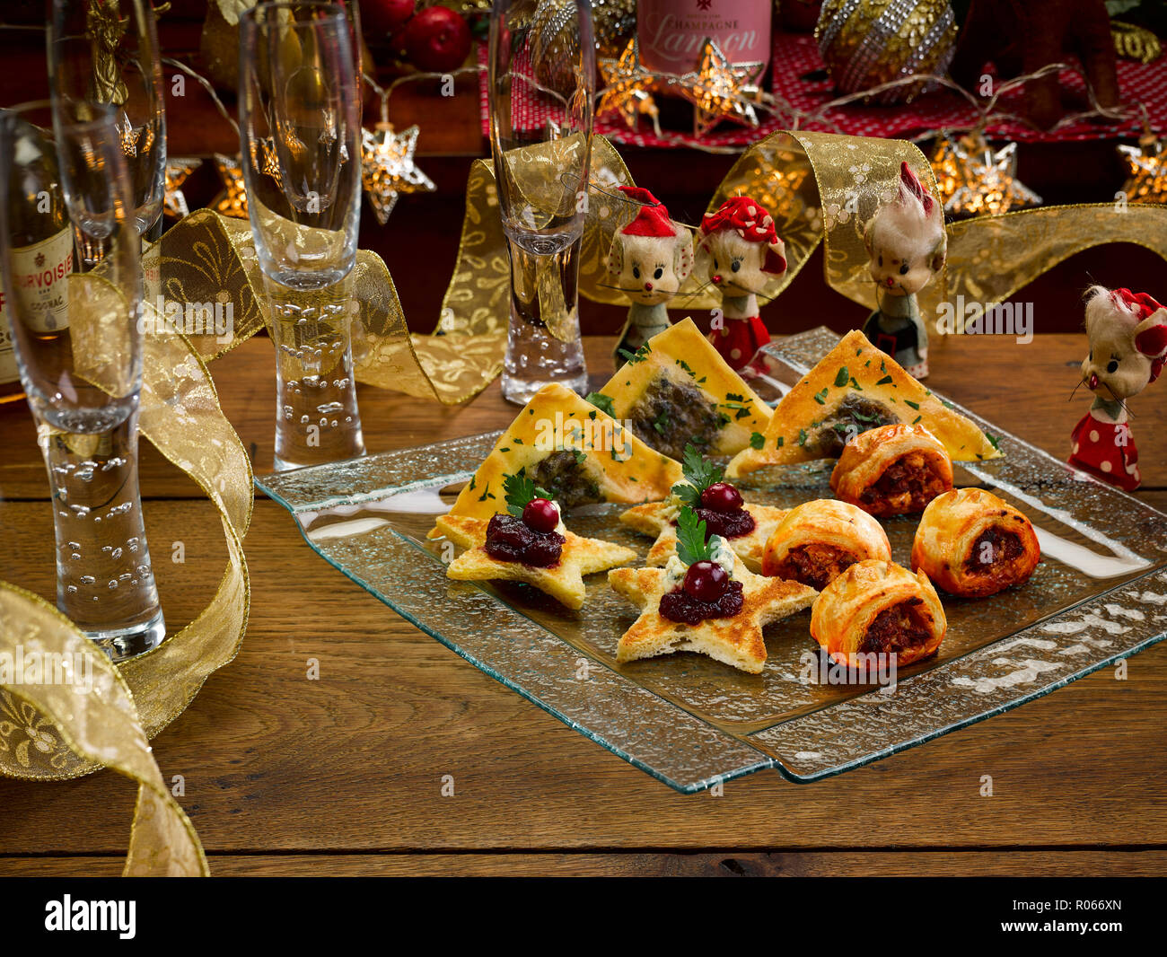 Hyperfocal technique on canapes Stock Photo
