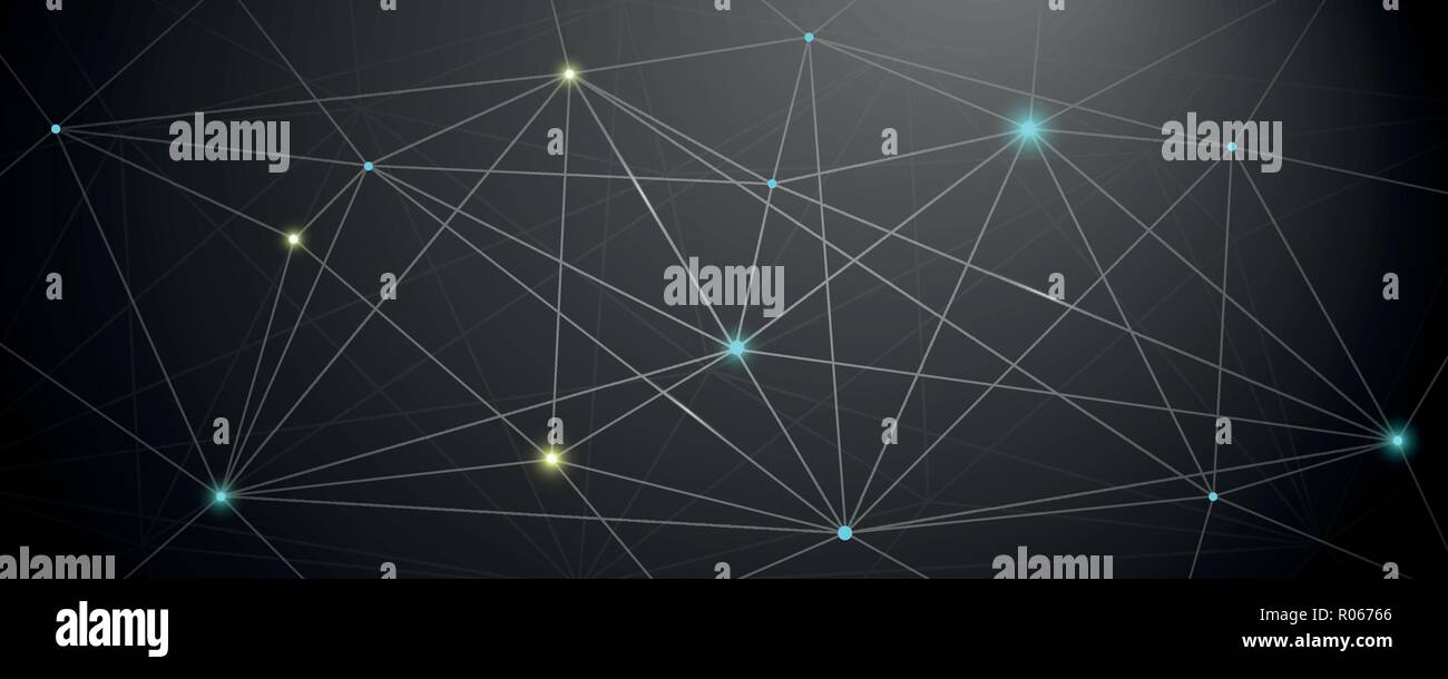 digital network shiny technical structure on dark background vector illustration EPS10 Stock Vector
