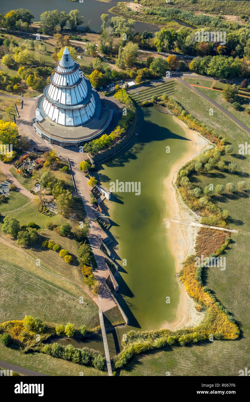Aerial view, millennium tower in Magdeburg, Herrenkrug, Magdeburg, Saxony-Anhalt, Germany, DEU, Europe, aerial view, birds-eyes view, aerial photograp Stock Photo