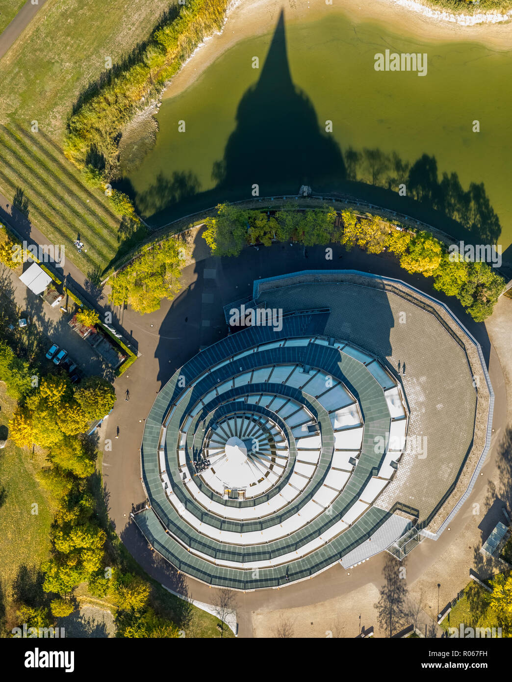 Aerial view, millennium tower in Magdeburg, Herrenkrug, Magdeburg, Saxony-Anhalt, Germany, DEU, Europe, aerial view, birds-eyes view, aerial photograp Stock Photo