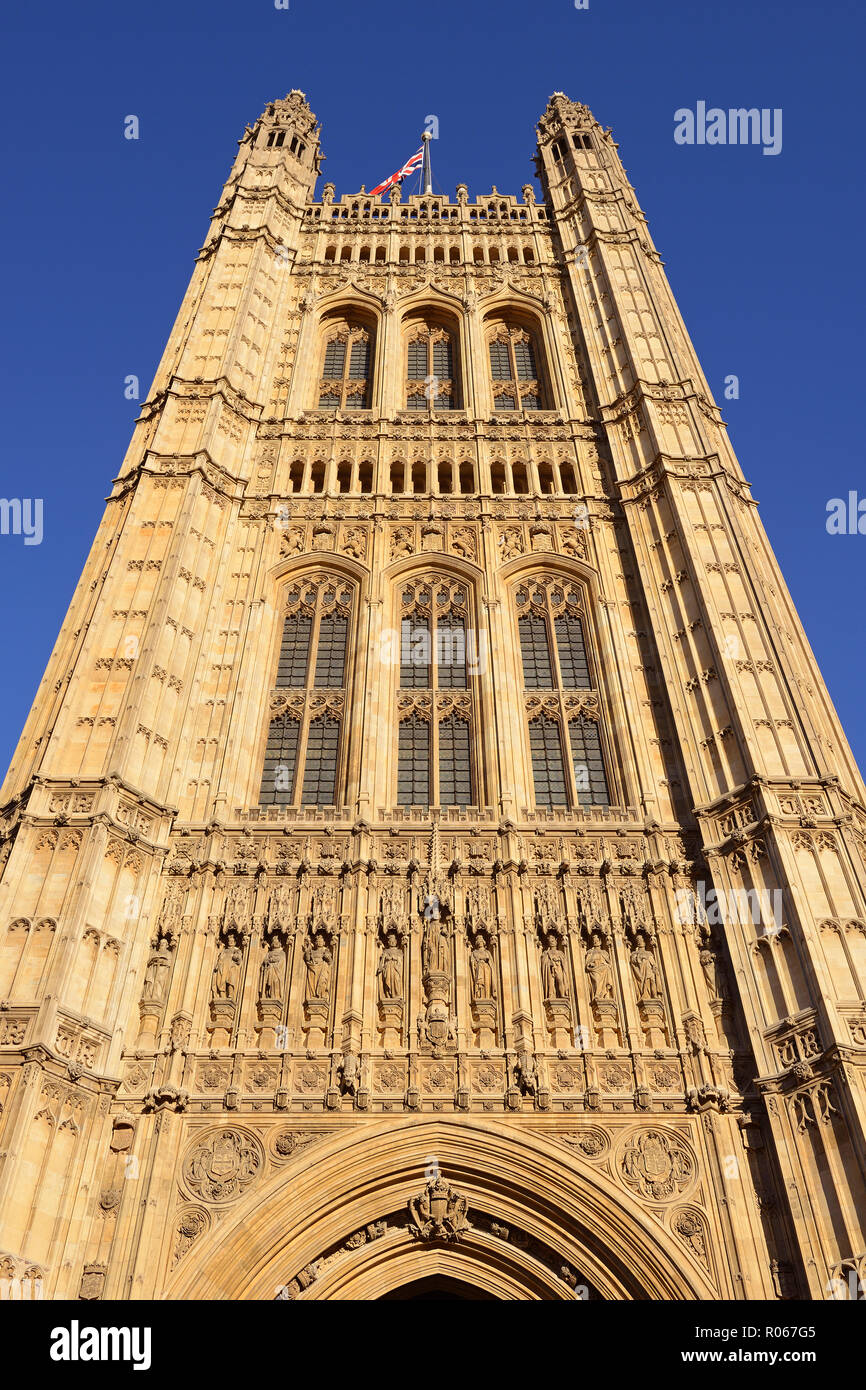 Victoria Tower, Houses of Parliament, Palace of Westminster, London, England, United Kingdom Stock Photo