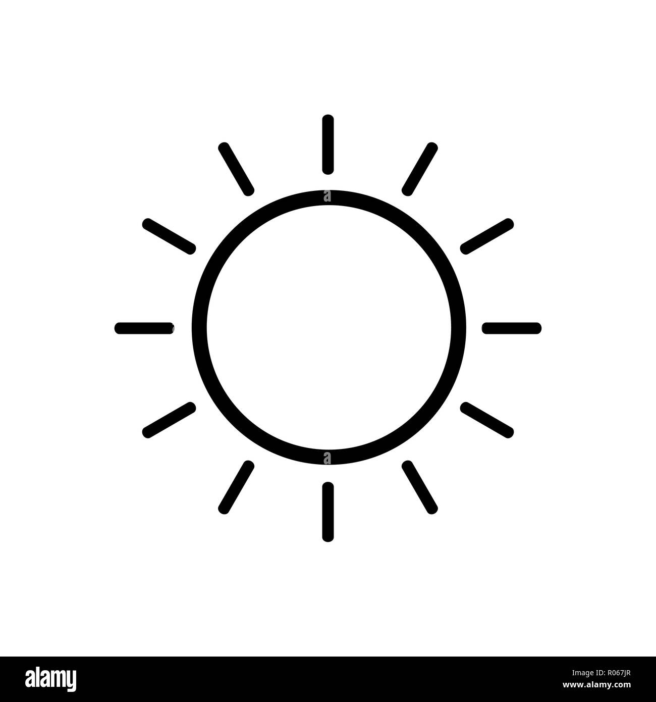 Sun vector line icon on white background. Stock Vector