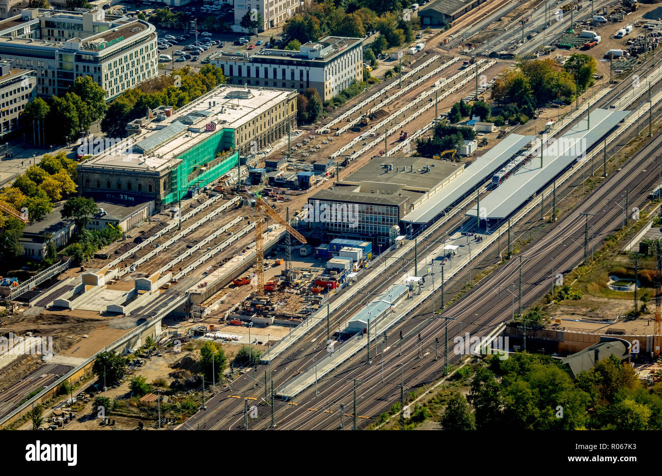 Aerial photograph, Magdeburg central station, Magdeburg central station