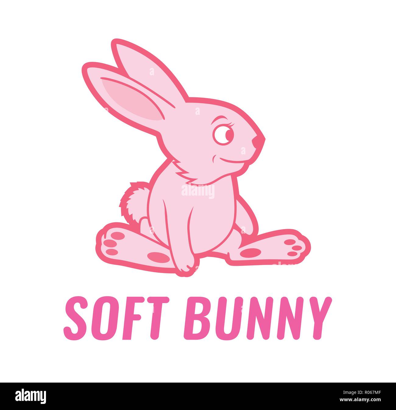 Soft toy Bunny, Pink color cartoon vector illustration - Smiling rabbit isolated on a white background. Stock Vector