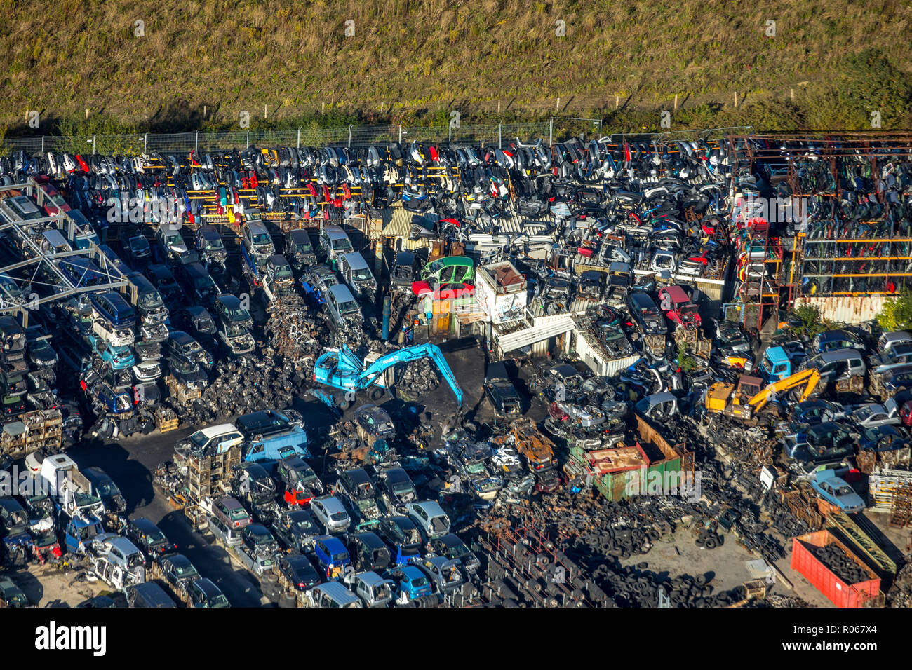 Aerial photograph, spent junkyard, strothmann auto parts GmbH & Co. KG