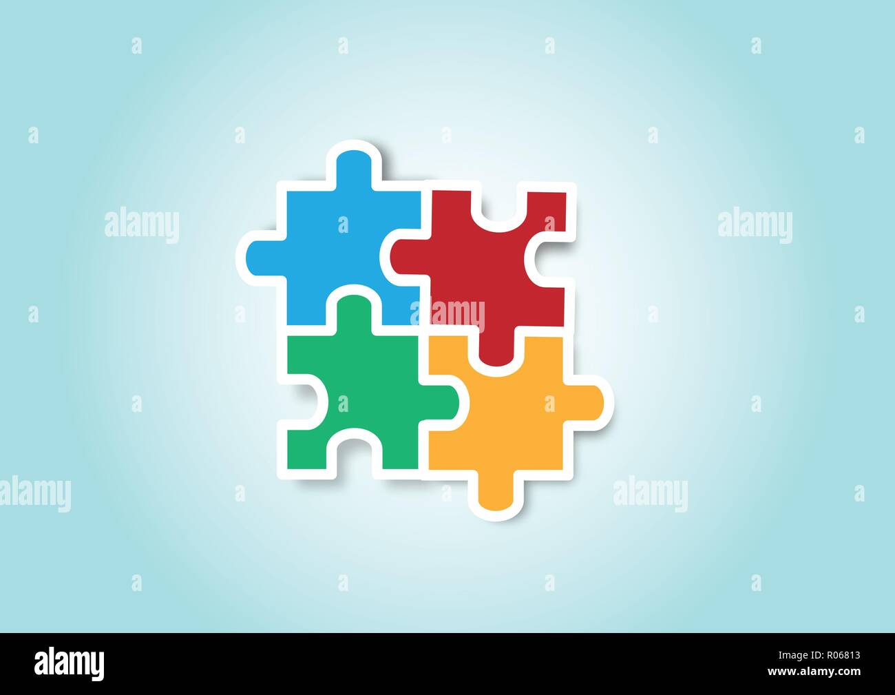 Colored puzzle pieces in series Stock Vector