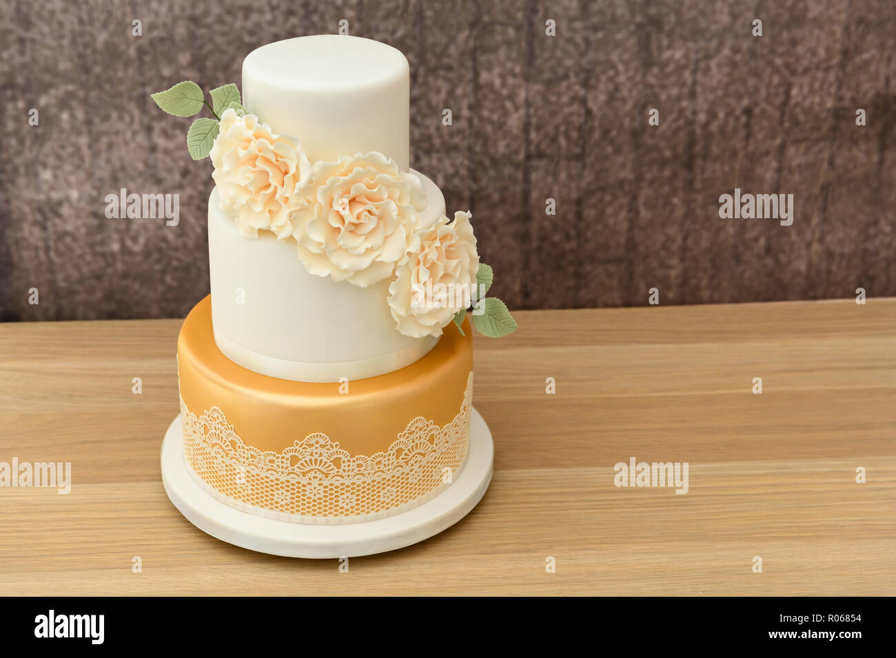 three tier home made cake Stock Photo