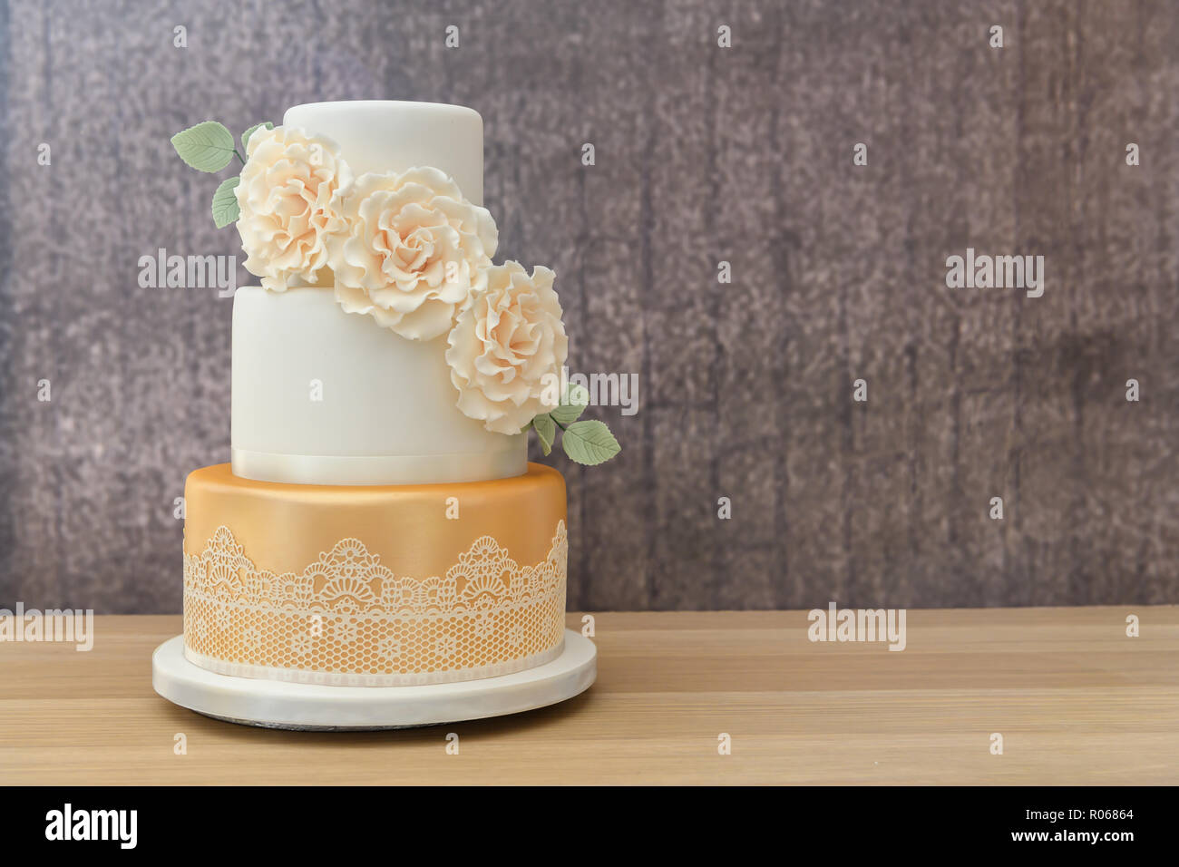 three tier home made cake Stock Photo