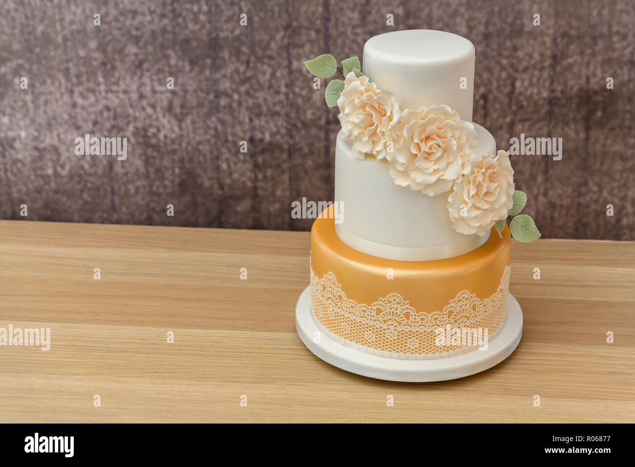 three tier home made cake Stock Photo
