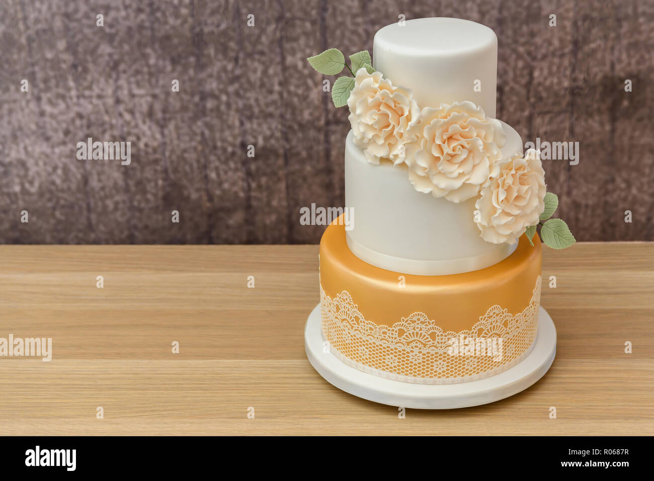 three tier home made cake Stock Photo