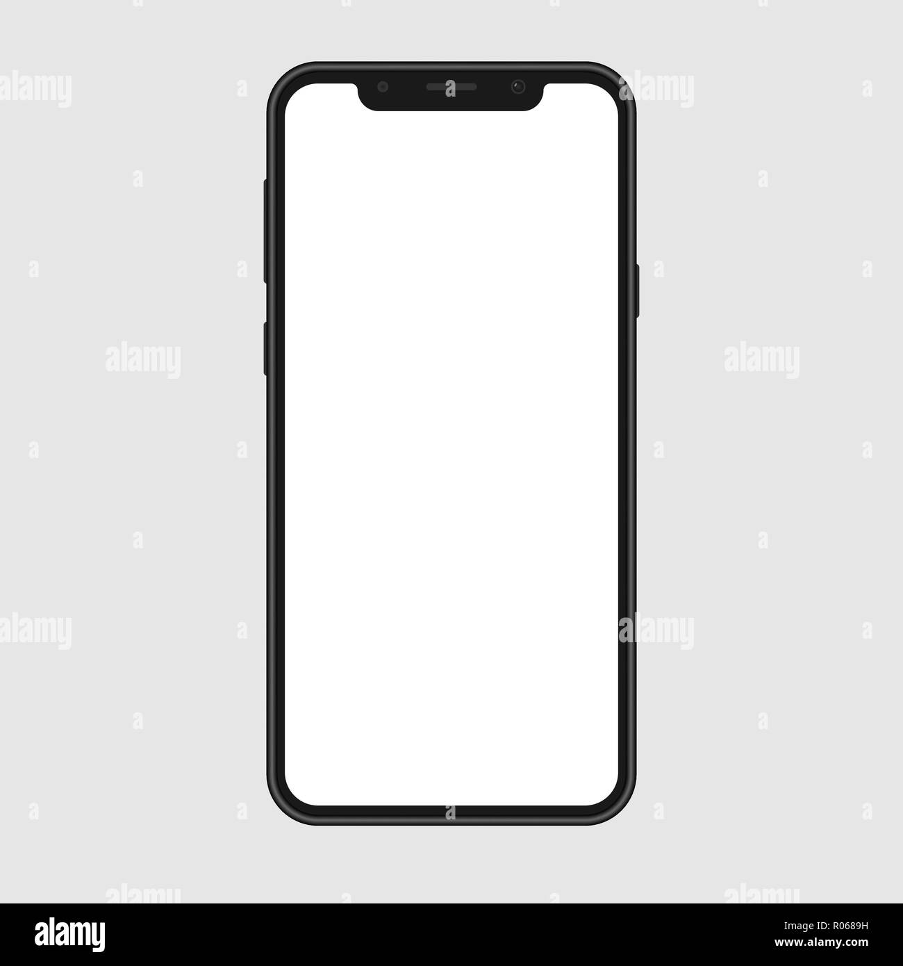 Realistic smartphone mockup with white screen isolated Stock Vector ...