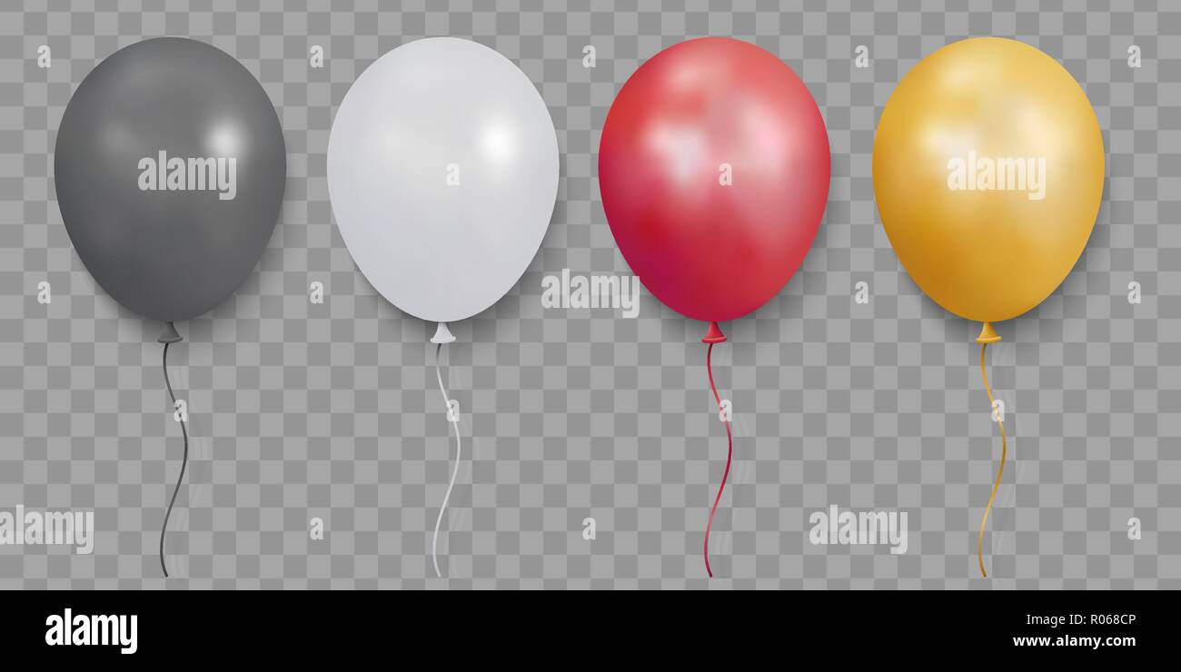 Realistic glossy balloons on transparent background. vector ...