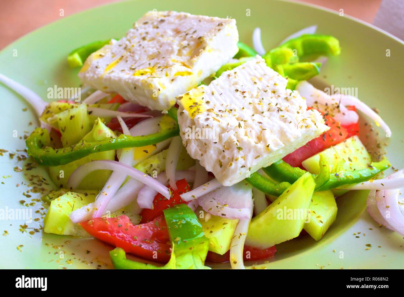 Greek Salad, The Peloponnese, Greece, Europe Stock Photo