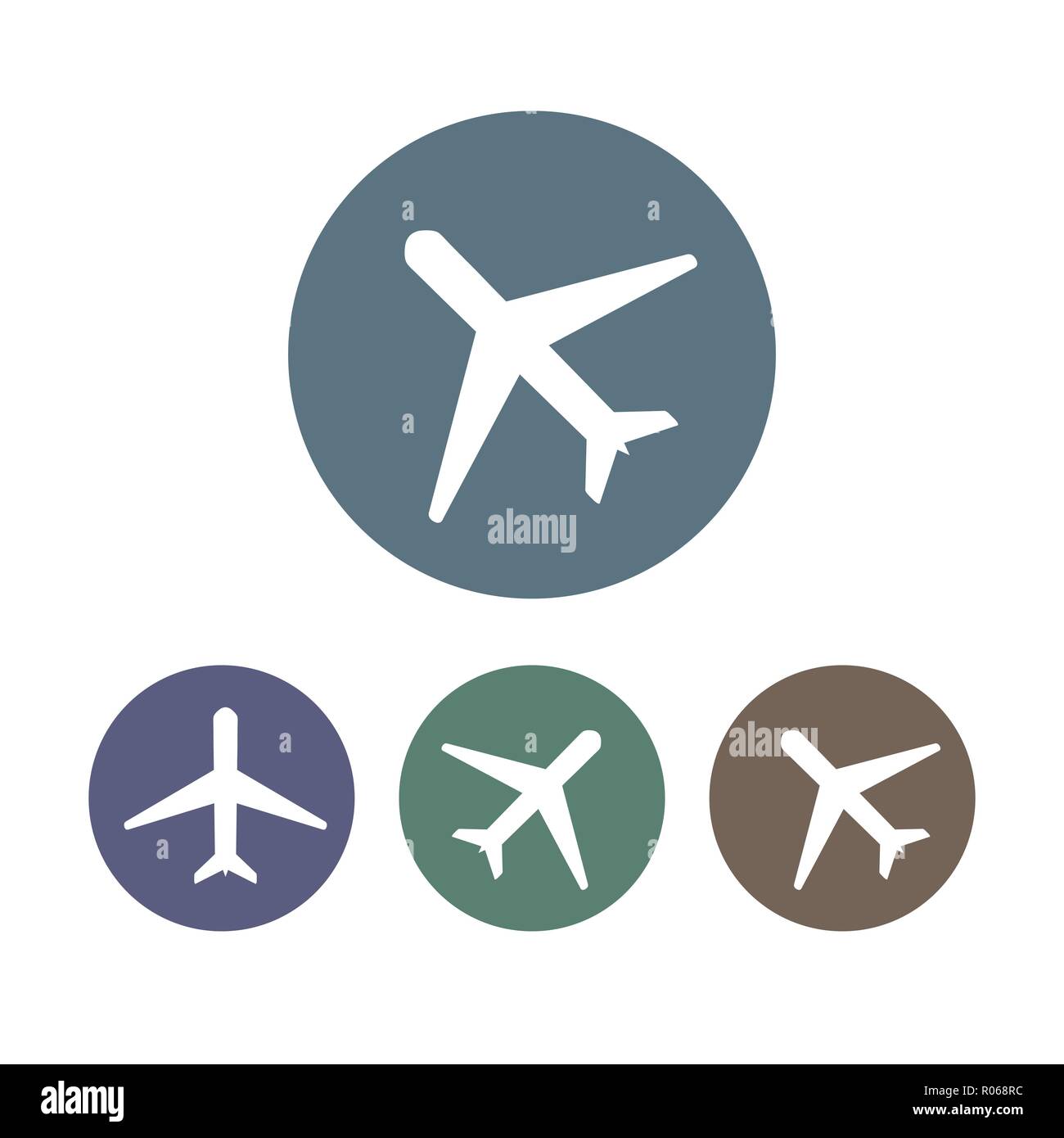 Airplane icon, plane sign. Set. Vector illustration, flat design. Stock Vector