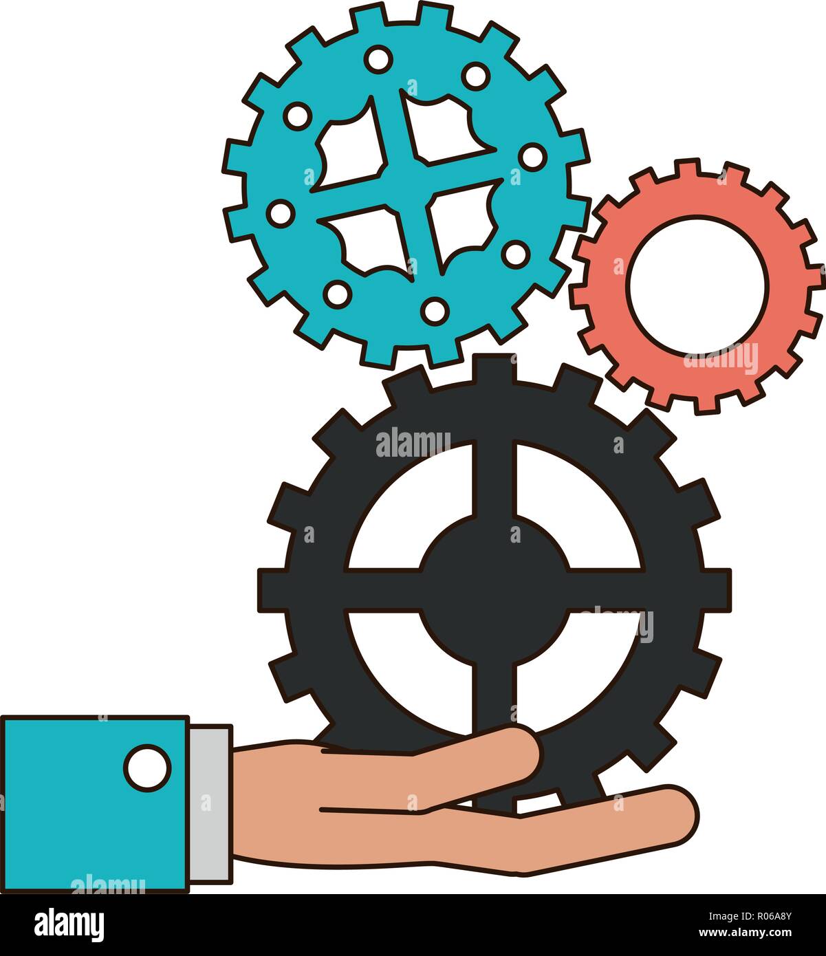 Hand holding gears symbol vector illustration graphic design Stock ...