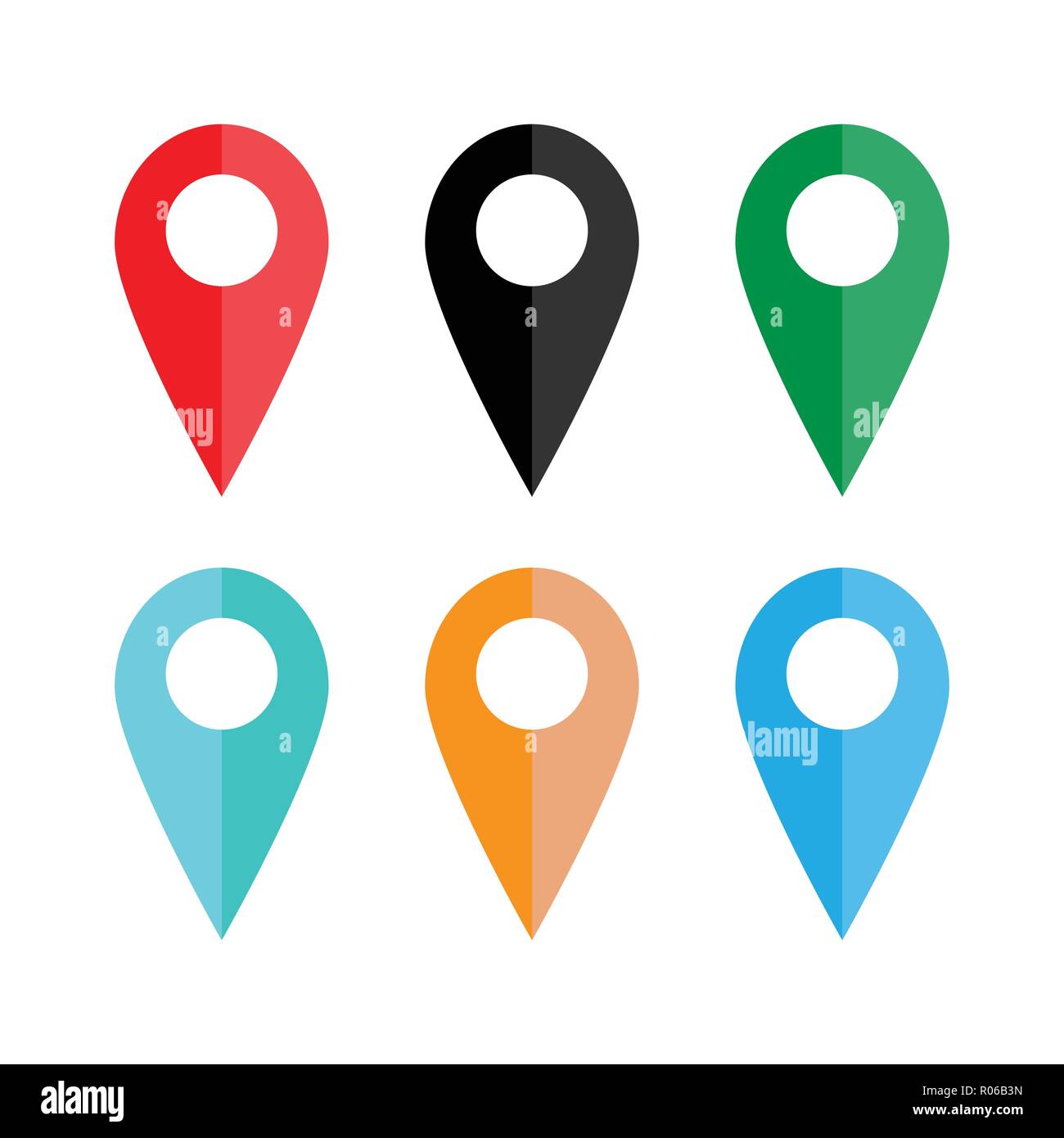 Map pointer icon. Set. GPS location symbol. Flat design. Vektor illustration. Stock Vector