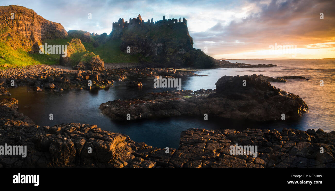 Dunluce Castle, County Antrim, Ulster, Northern Ireland, United Kingdom, Europe Stock Photo