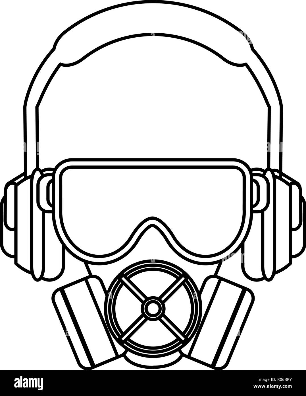 construction dust mask and earphones vector illustration graphic design Stock Vector Image & Art
