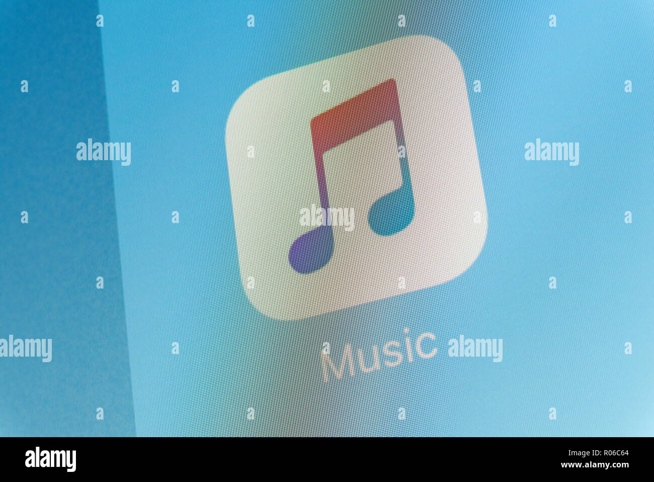 Apple Music App on cellphone screen Stock Photo