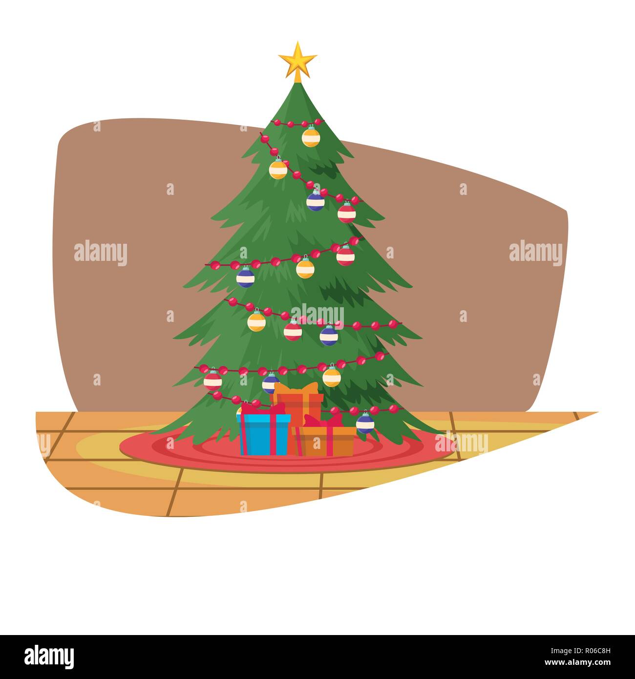 Christmas tree decoration cartoons vector illustration graphic design ...
