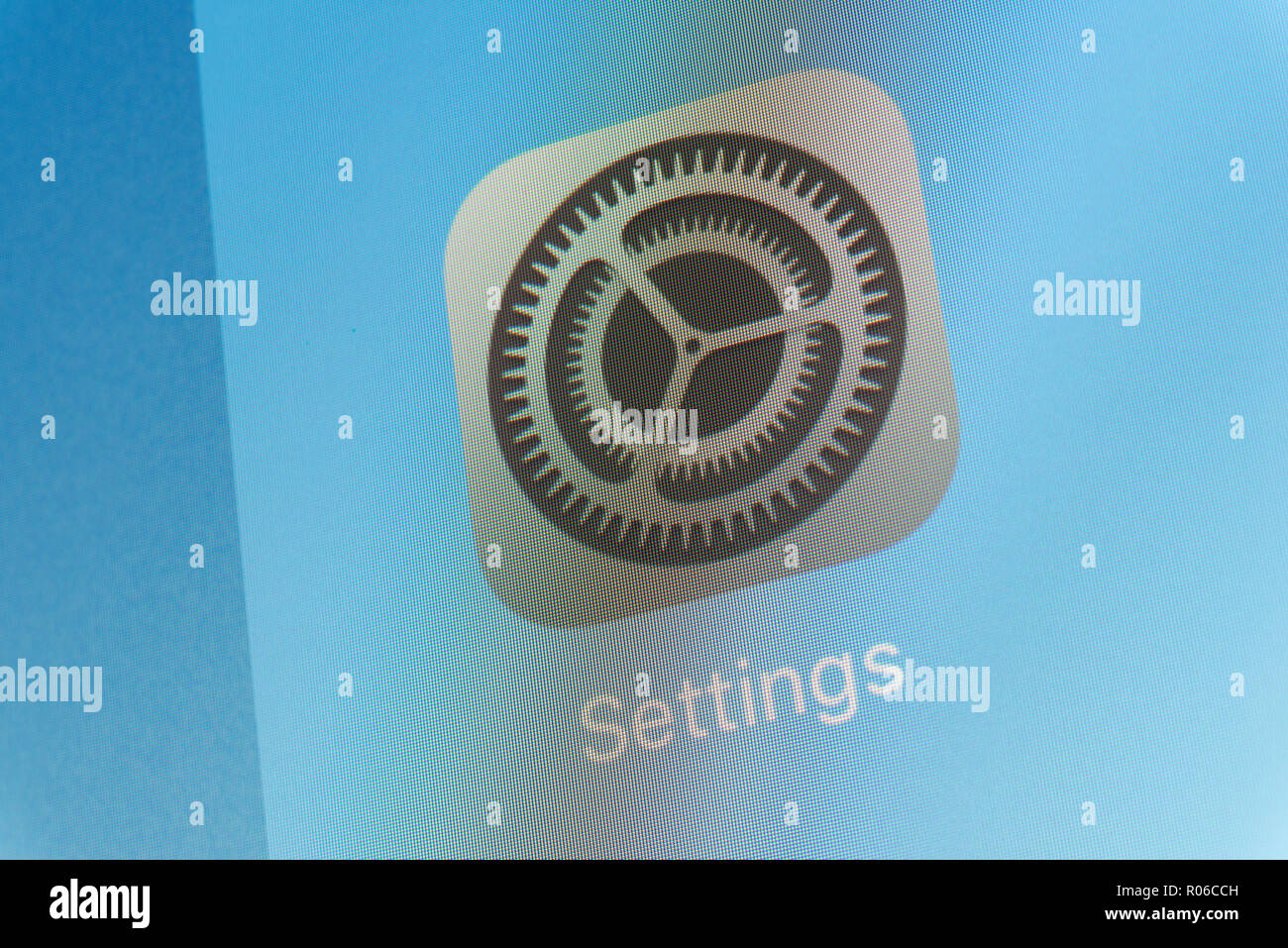 Apple Settings on cellphone screen Stock Photo