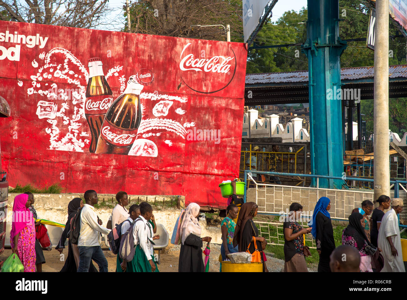 billboards with commercials alongside the street in Kenya, Africa Stock Photo