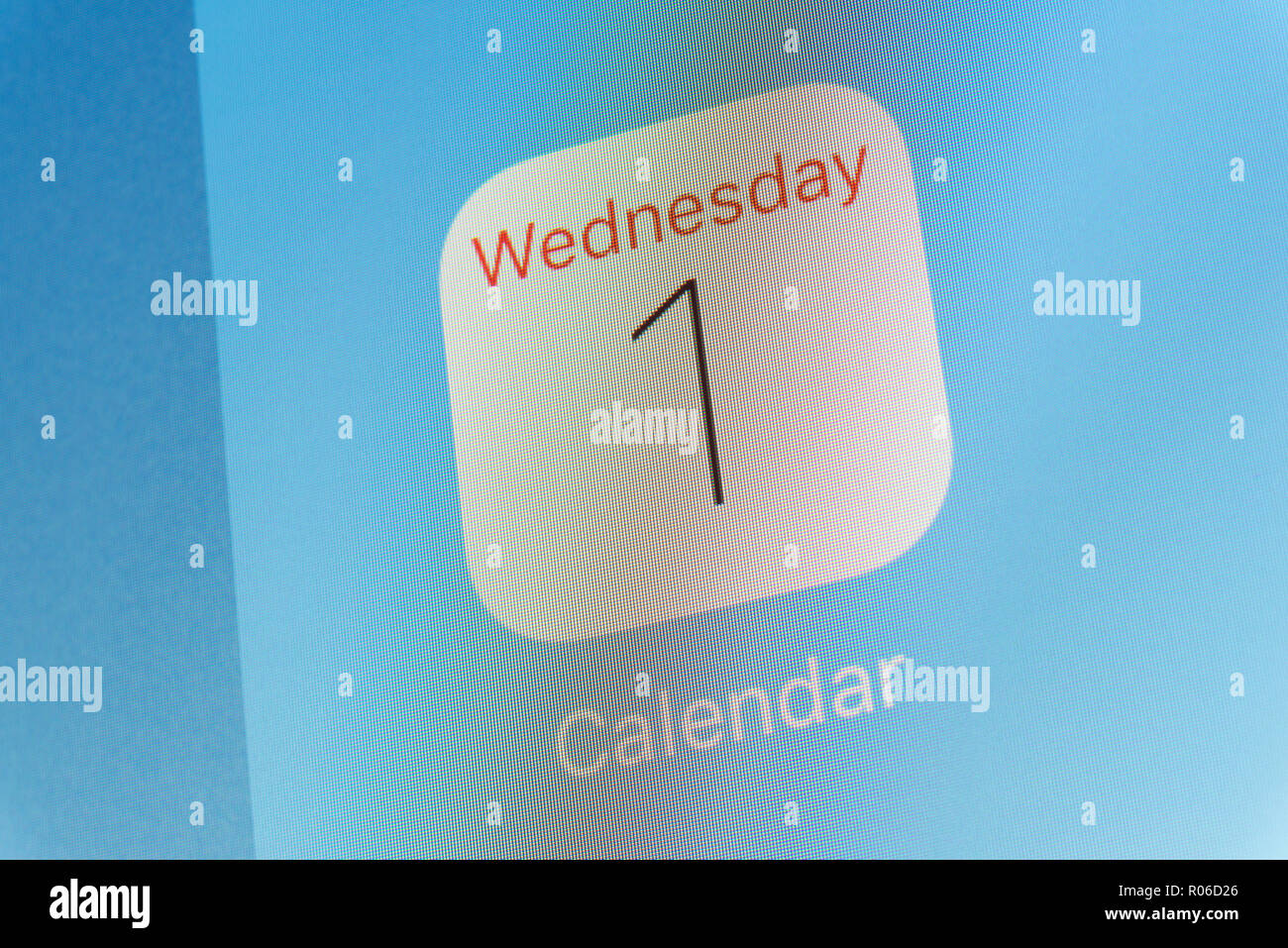 Apple Calender App on cellphone screen Stock Photo