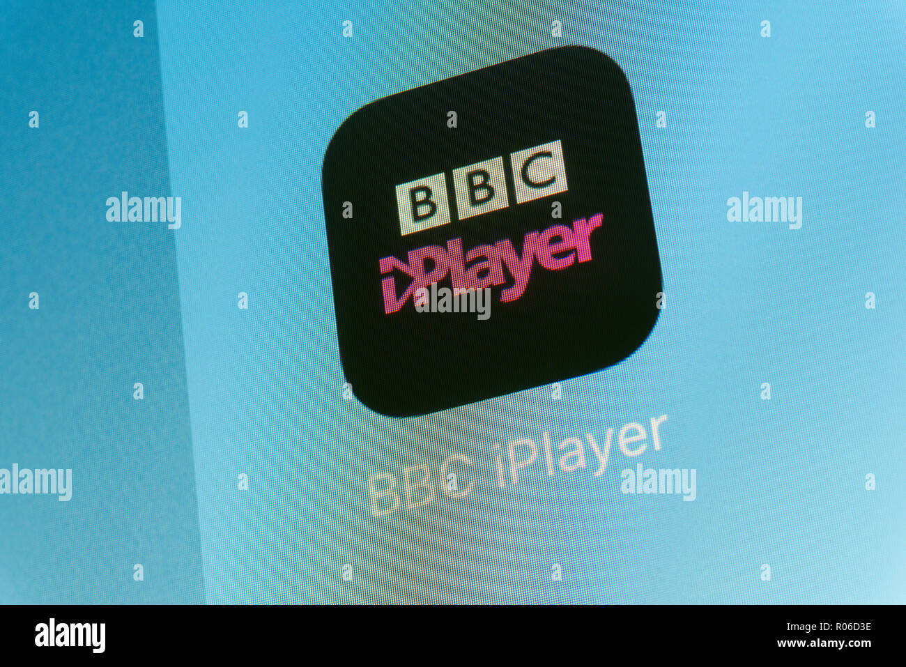 BBC iPlayer App on cellphone screen Stock Photo