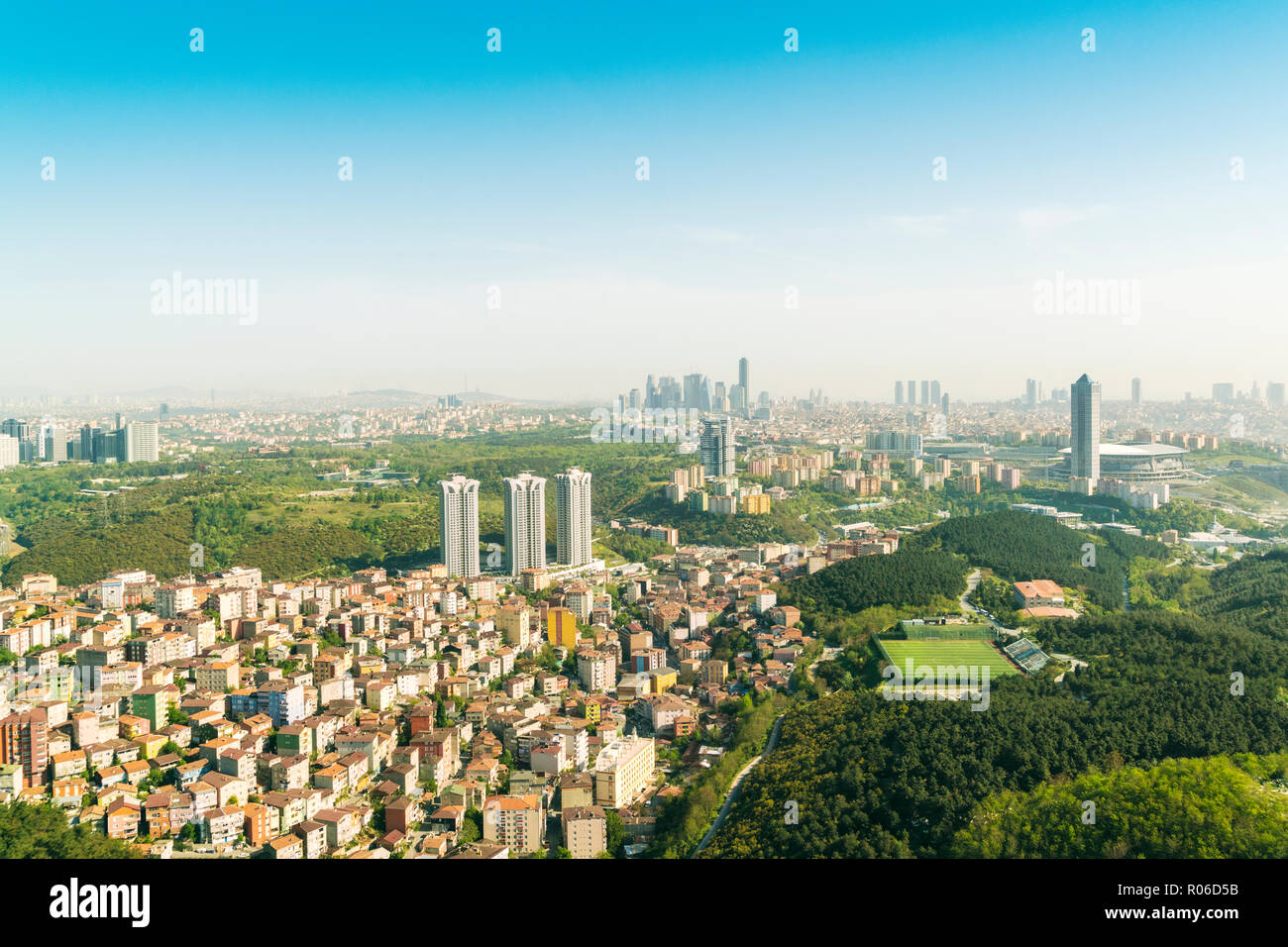 Aerial view of the modern part of Istanbul with skyscrapers in the background, Istanbul, Turkey, Europe Stock Photo