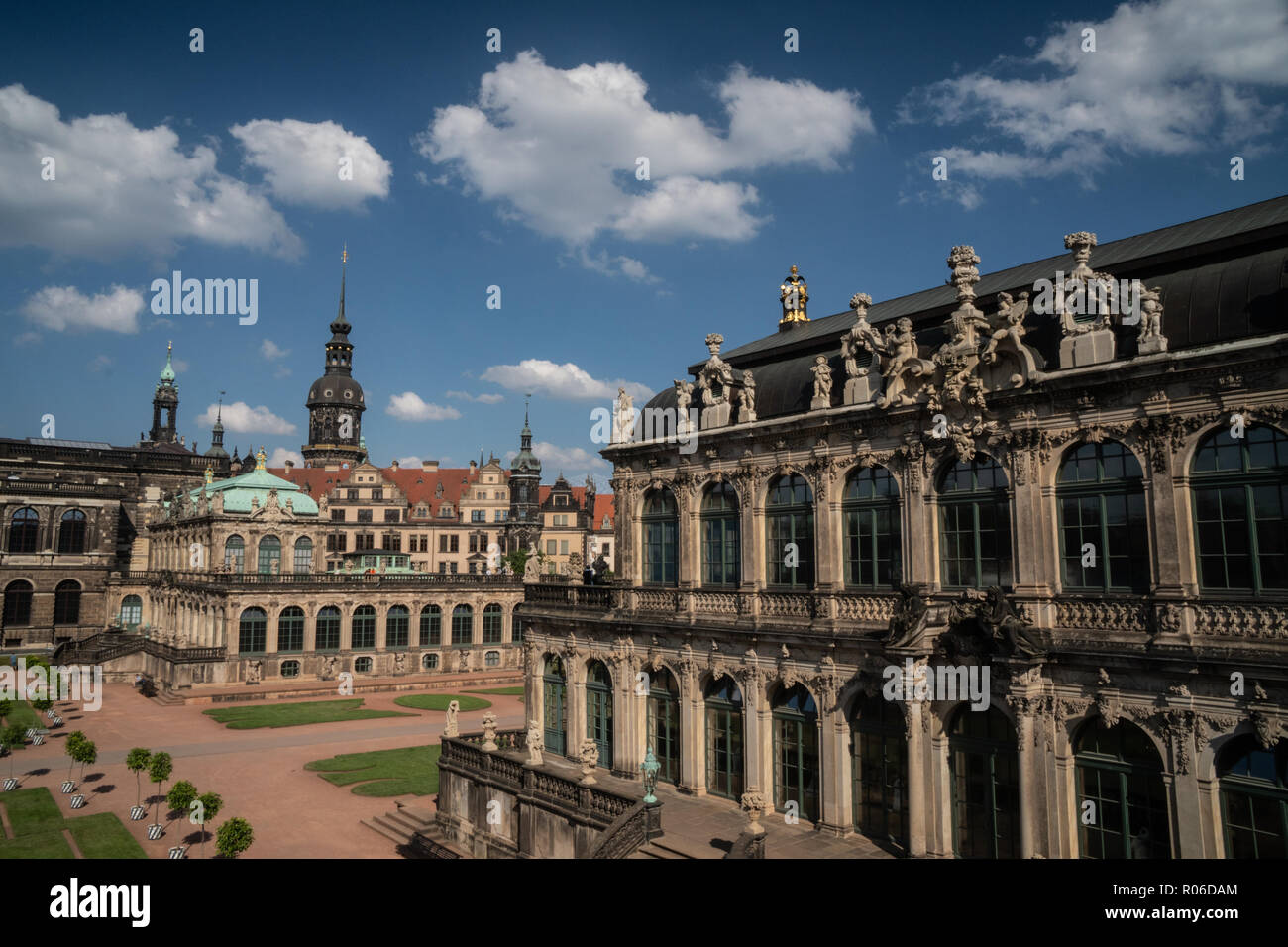 Internal courtyard of Zwinger Palace, completely rebuilt after World War 2 bombings, Dresden, Saxony, Germany, Europe Stock Photo