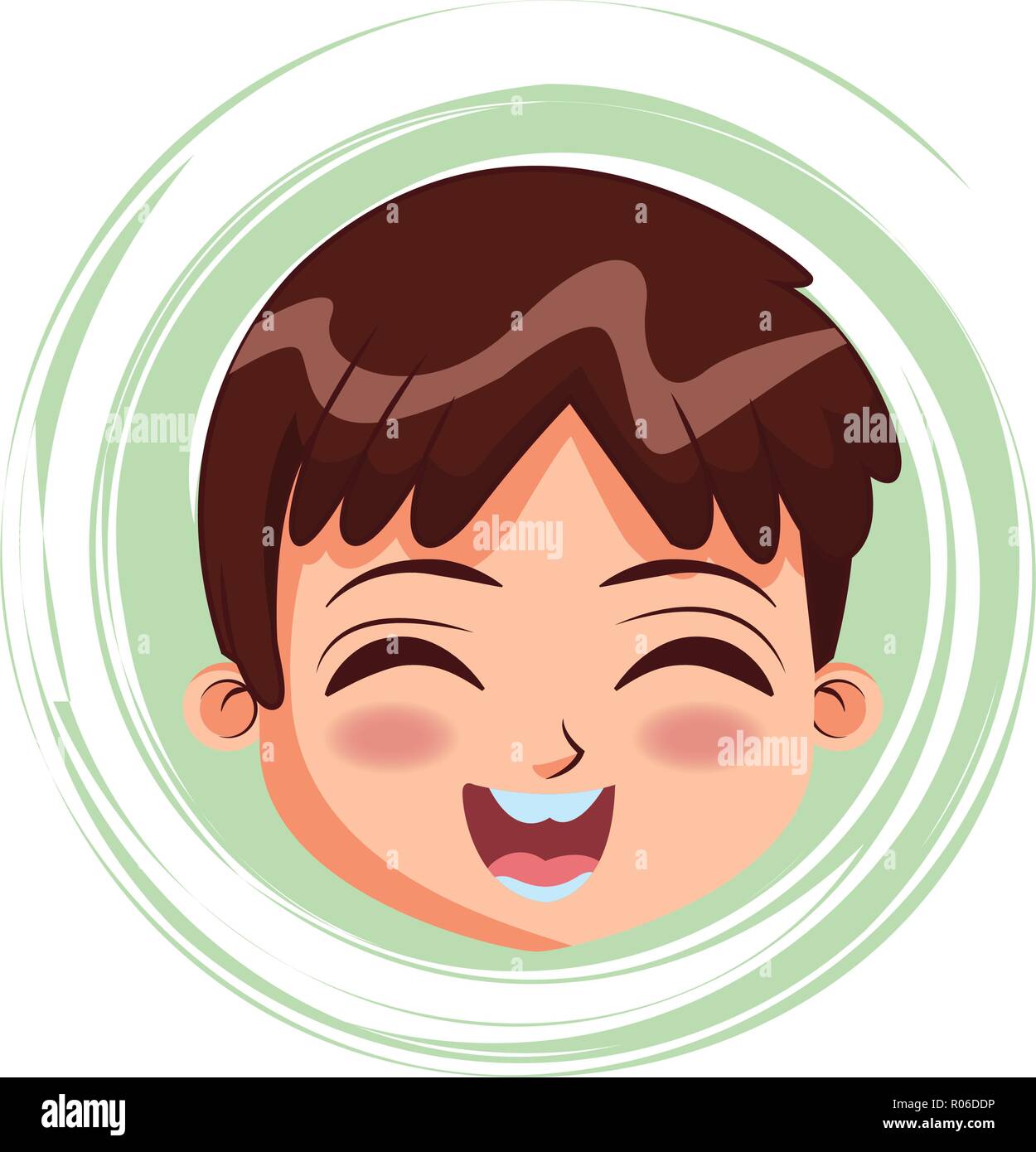 Cute boy face cartoon over round background vector illustration graphic design Stock Vector ...