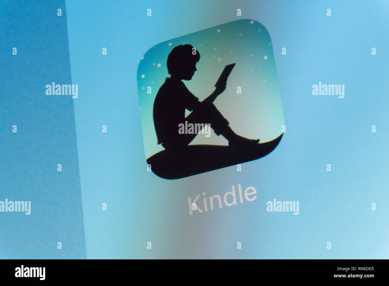 Kindle App on cellphone screen Stock Photo