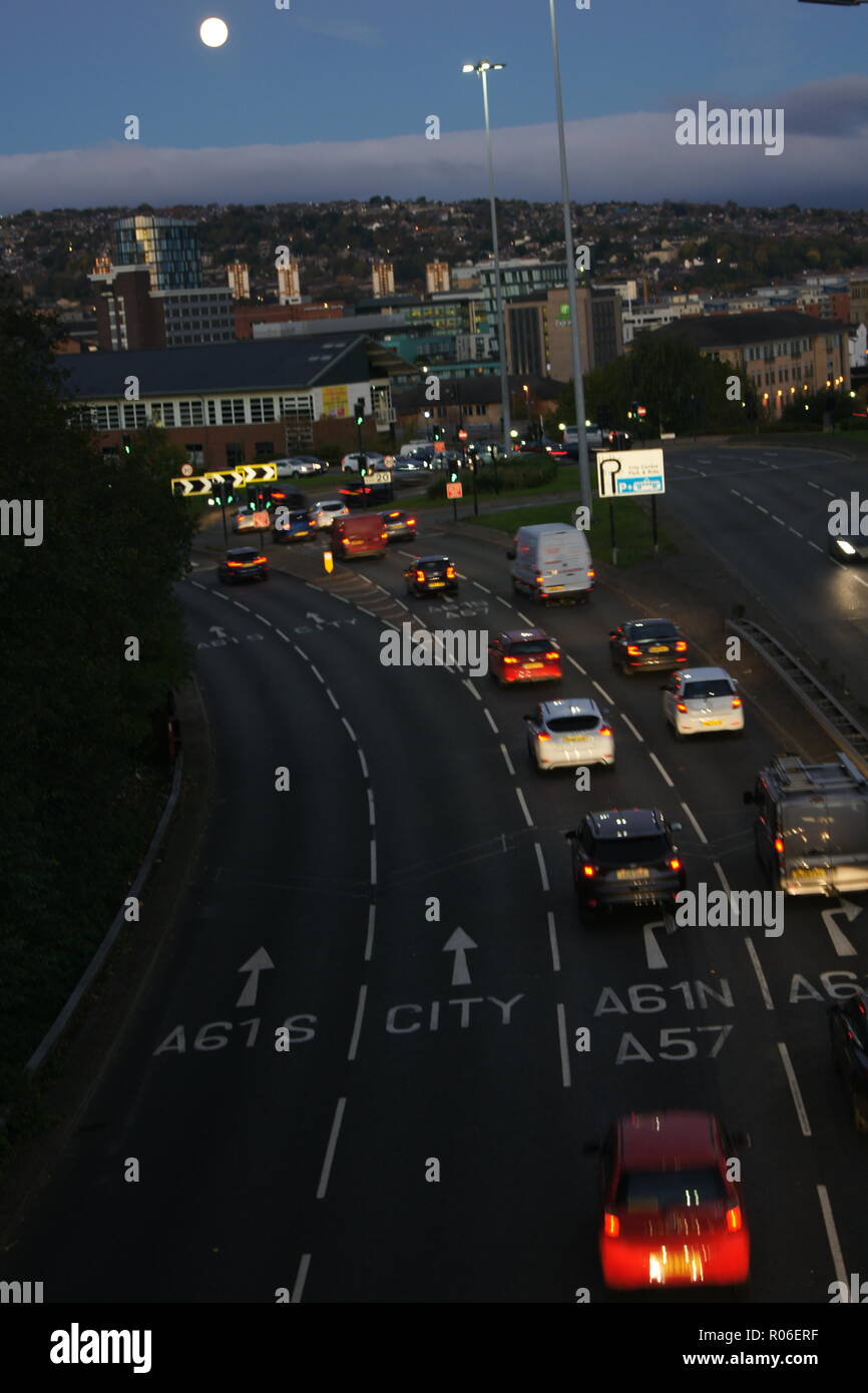 traffic building up in Sheffield Stock Photo