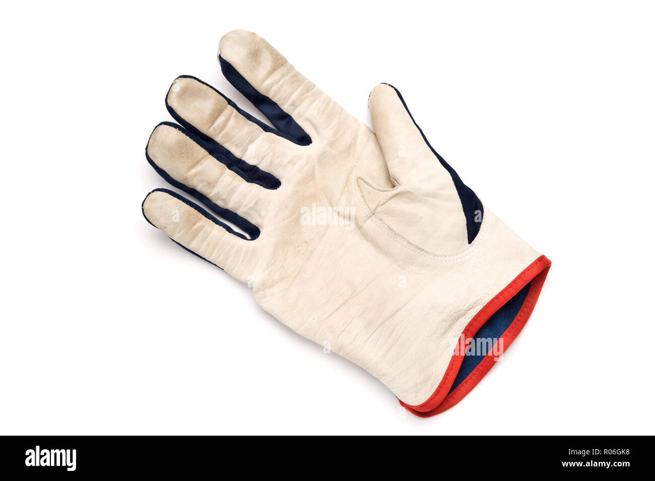 Leather work glove on white background. Stock Photo