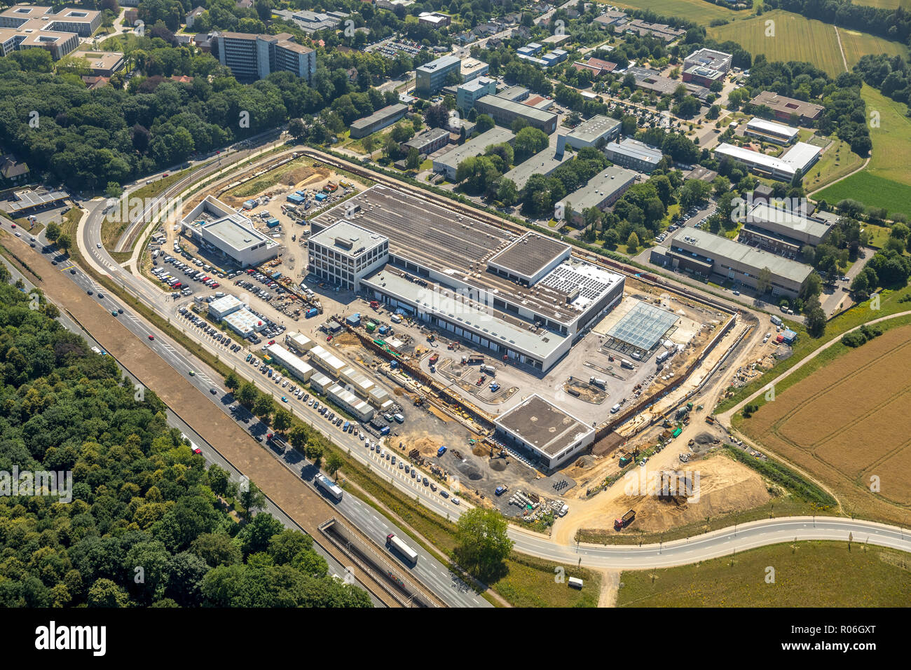Aerial view, Deutsche Bundesbank, The new Bundesbank branch in Dortmund is located directly on the B 1, Dortmund, Ruhr area, North Rhine-Westphalia, G Stock Photo
