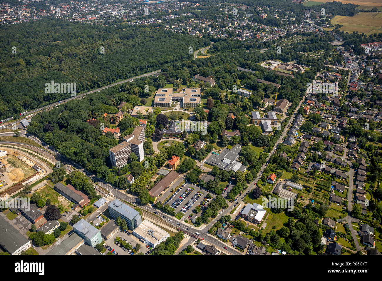 Aerial photo, LWL-Klinik Aplerbeck, Landeskrankenhaus Dortmund, Dortmund, Ruhr area, North Rhine-Westphalia, Germany, DEU, Europe, birds-eyes view, ae Stock Photo