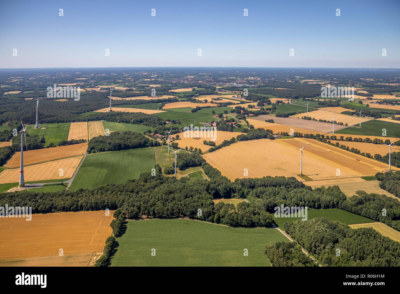 Aerial view, overview Hörste, Schirler Bach, Ostbevern, Münsterland, North Rhine-Westphalia, Germany, Europe, DEU, birds-eyes view, aerial view, aeria Stock Photo